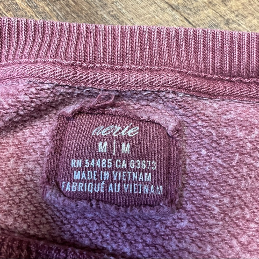 Aerie The Chill Crewneck Sweatshirt Women Medium Oversized Wine Long Sleeve Cozy - Picture 2 of 11
